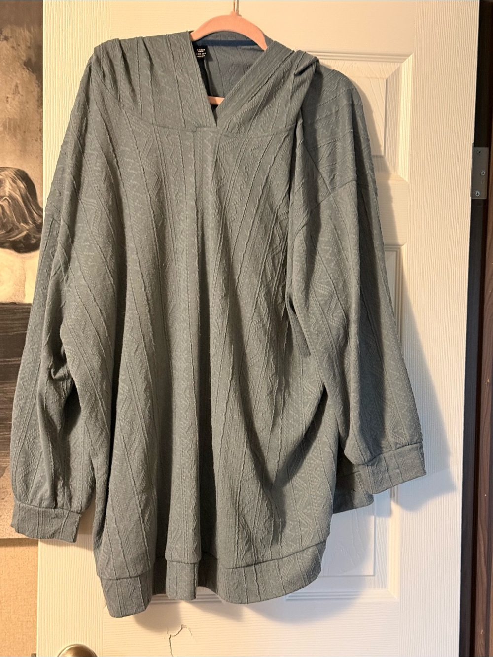 SHEIN 24/26 Gray Textured Hooded Tunic Top Hoodie Never Worn